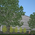 Aerial View Planning of Modern Architectural Complex Featuring Central Fountain Green Spaces Trees and Roadways
