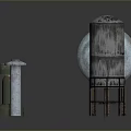 Large Turquoise Rusty Metal Tank on Stand with Small Grayish White Tank and Pedestals