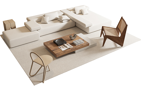 Modern sofa coffee table combination 3d model