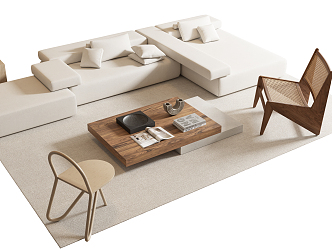 Modern sofa coffee table combination 3d model