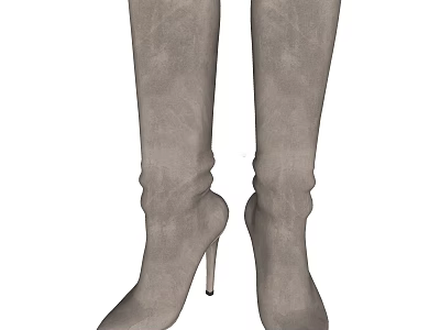 Elegant Gray Suede Knee High Boots With High Heel For Women's Stylish Footwear 3d model