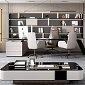 Modern Office Interior With Open Layout Large Windows Sofas And Bookshelves 3d model