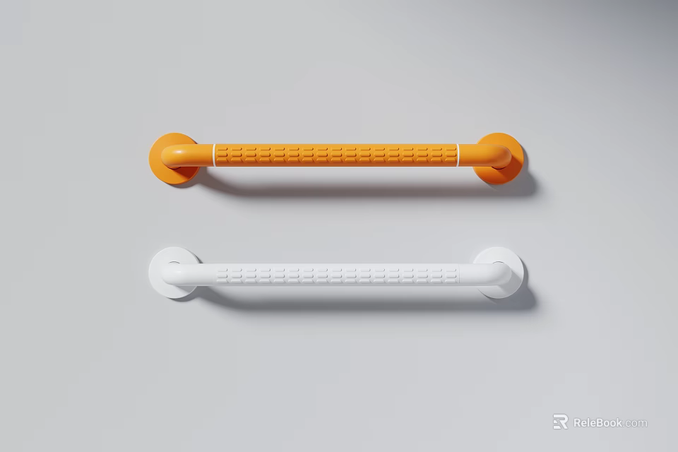 Two Colored Grab Bars With Textured Grips 3d model 