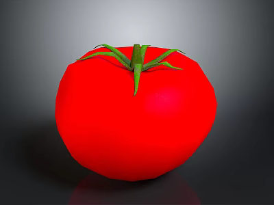 Fresh Red Tomato With Green Stem Smooth Surface And Round Shape For Daily Use 3d model