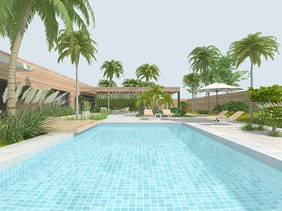 Residential Landscape Modern Swimming Pool 3d model