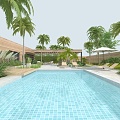 Residential Landscape Modern Swimming Pool 3d model