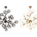 Modern Chandeliers With Multiple Silver White Spheres And Black Gold Frames 3d model