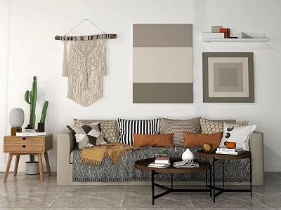 Modern minimalist sofa coffee table combination 3d model