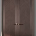 Elegant Wooden Double Doors with Herringbone Pattern and Metal Handles for Modern Home