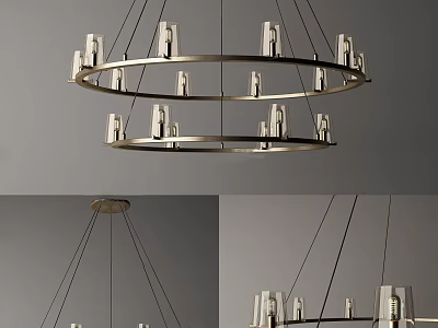 Modern Circular Chandelier With Metal Frame And Multiple Cylindrical Lights 3d model