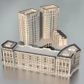 Modern Commercial Complex With High Rise Buildings Low Rise Structures And Retail Office Spaces