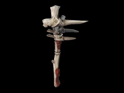 Bone Spiked Fantasy Weapon with Multiple Sharp Spikes and Red Textured Handle 3d model Bone Spiked Fantasy Weapon with Multiple Sharp Spikes and Red Textured Handle 3d model