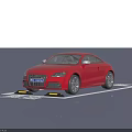 Red Audi Car Parked in Audi Branded Parking Space With Yellow Parking Assist Sensors