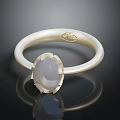 Elegant Silver Ring with Oval Lavender Gemstone and Engraved Logo on Inner Band