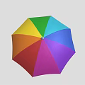 Vibrant Multicolored Umbrella with Red Curved Handle for Daily Use
