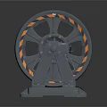 Two Black Industrial Cable Reels With Gray Bases And Metal Frames