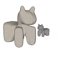 Cute Animal Shaped Fabric Sofa Stools in Beige and Grey Modern Design