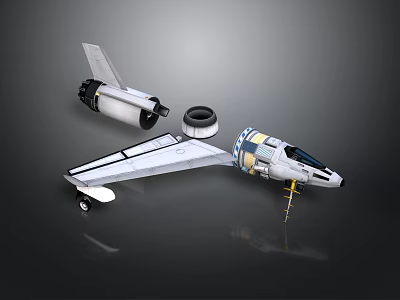 3D Model of Aerospace Spacecraft Components With Wings Fuselage and Engine 3d model