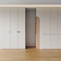 Modern White Wardrobe Interior Design With Built-in Open Shelves Minimalist Style And Wooden Flooring