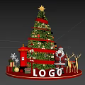 Christmas Photo Spot with Christmas Tree Santa Claus Reindeer Gift Boxes Red Mailbox and LOGO