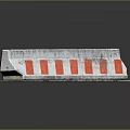 Concrete Traffic Barrier With Red And White Stripes On Worn Surface 3d model