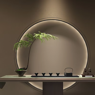 New Chinese Tea Set Fern Potted Plant Ornaments 3d model New Chinese Tea Set Fern Potted Plant Ornaments 3d model