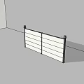 Modern White Double Panel Fence With Decorative Lamp Posts On Sides 3d model