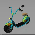 Colorful Bicycle With Green And Blue Frame Orange Seat And Floral Patterns On Wheels