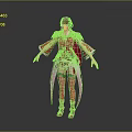 Elegant 3D Female Character In Red Traditional Costume With Golden Decorations And Hairstyle Accessories