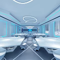 Modern classroom science and technology intelligent projection blue lines computer classroom 3d model