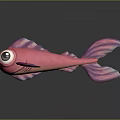 Vibrant Pink Aquatic Fish With Big Eyes Purple Fins And Tail