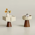 Modern Bedside Tables With White Top Wooden Cone Base Sunflower Vase And Books