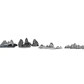 Garden Ornaments Featuring Various Shaped Stones and Stacked Formations with Platform Bases for Landscape Decoration