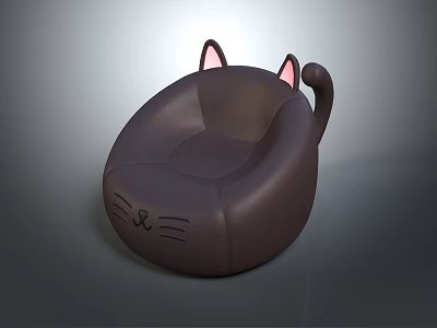 Cat Shaped Single Sofa With Pink Ears Tail And Whisker Details 3d model