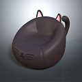 Cat Shaped Single Sofa With Pink Ears Tail And Whisker Details