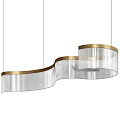 Elegant Modern Curved Chandelier With Gold Frame And Transparent Strips For Interior Decoration