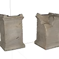 Ancient Ruined Stone Columns With Broken Structure And Cracked Surfaces 3d model