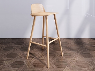 Nordic Bar Chair High Stool 3d model