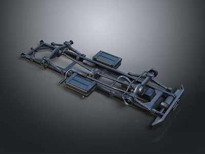 Car Chassis Automotive Parts 3D Model with Suspension System and Battery Modules 3d model