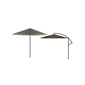 Beige Patio Umbrella With Stand And Curved Pole For Outdoor Use