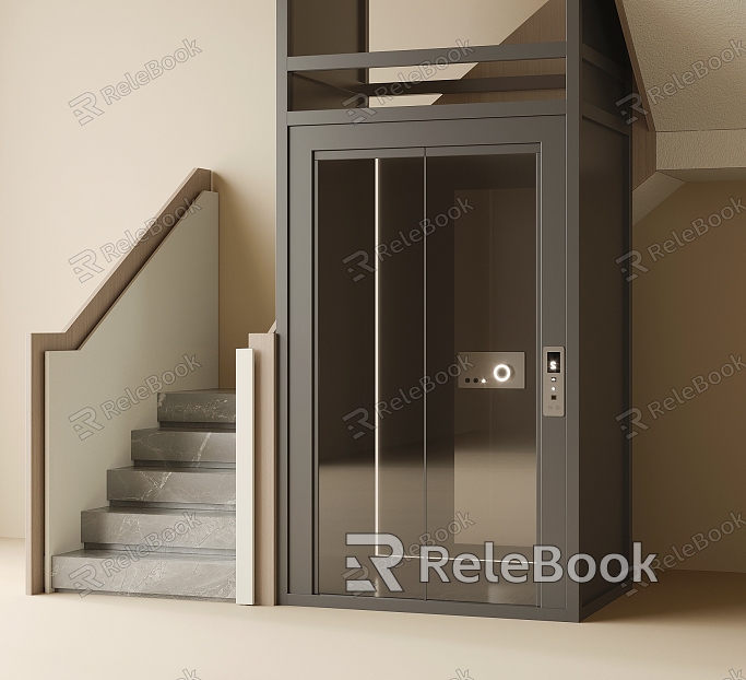 Villa Elevator Stairs Handrail Stairs model