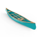 Turquoise Classic Canoe With Wooden Trim And Traditional Interior Seats Design