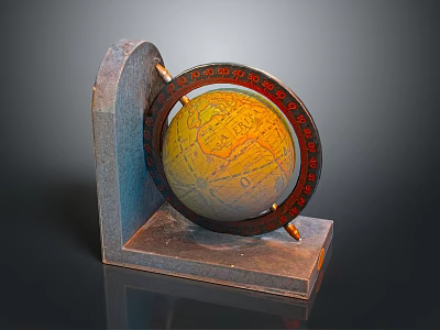 Decorative Globe Ornament Set with Metal Stand and Stable Base for Home Decor 3d model