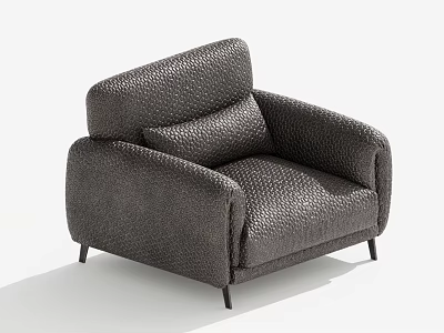 Modern Dark Gray Accent Chair with Woven Textured Fabric Comfortable Armrests Backrest and Black Legs 3d model