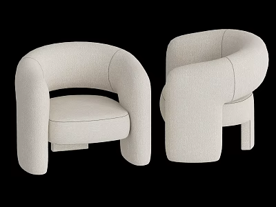 Stylish Modern Single Sofa With White Fabric And Rounded Armrests Design 3d model