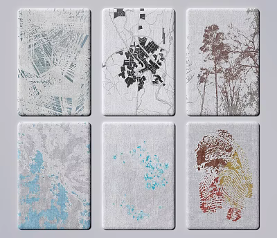 Modern Square Carpet Fabric Carpet Pattern Carpet 3d model