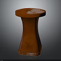 Unique Red Stool With Round Top And Cracked Texture Design