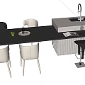 Italian-style island counter bar counter operating table dining table and chairs 3d model