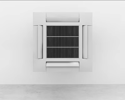 Modern White Wall Mounted Air Conditioner Vent With Sleek Grille Design 3d model