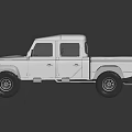 Silver Rugged Pickup Truck With Double Cab Open Cargo Bed And Off Road Tires